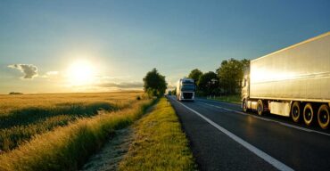 caminhão na rodovia tranquila após ter pago as taxas de transporte de cargas